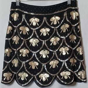 Moon Women's Black Mini Skirt Sequins and Beads. Size M